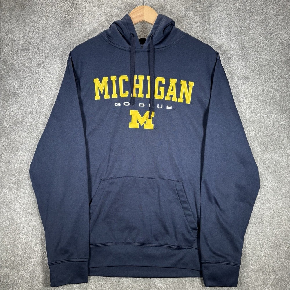Michigan Wolverinnes Hoodie Sweatshirt Mens L Blue Embroidered Colosseum Y2K